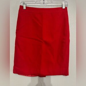 J Crew red wool Pencil Skirt, Size 0